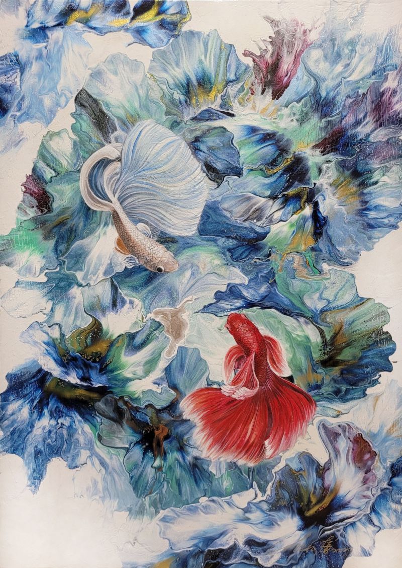 玄大藝術設計學院陳靜馨同學《魚缸裡有魚-佴魚悠遊》獲得第17屆雲林文化藝術獎西畫類入選 圖片來源:玄奘大學 玄大藝術設計學院陳靜馨同學《魚缸裡有魚-佴魚悠遊》獲得第17屆雲林文化藝術獎西畫類入選 圖片來源:玄奘大學