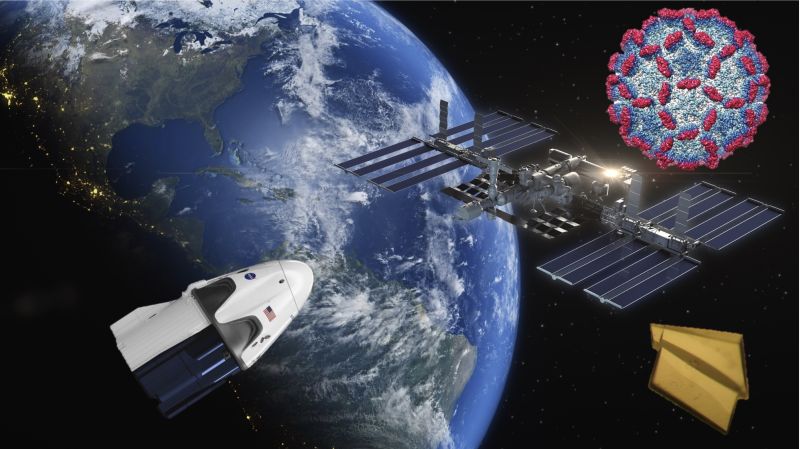國輻中心送類病毒顆粒上太空(右上為病毒結構、右下為類病毒晶體) 圖片來源:國輻中心 國輻中心送類病毒顆粒上太空(右上為病毒結構、右下為類病毒晶體) 圖片來源:國輻中心