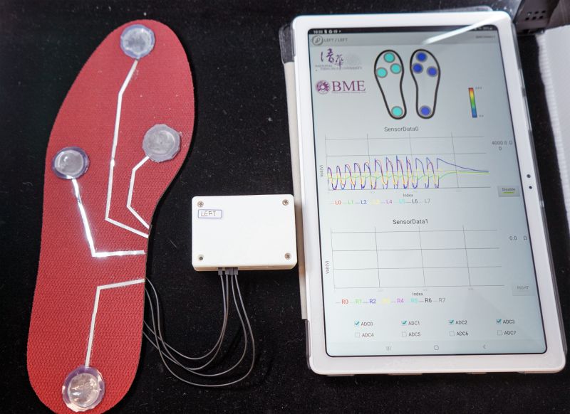 足壓偵測鞋墊配合手機應用程式，可即時回傳病患復健情況。  圖片來源：清大