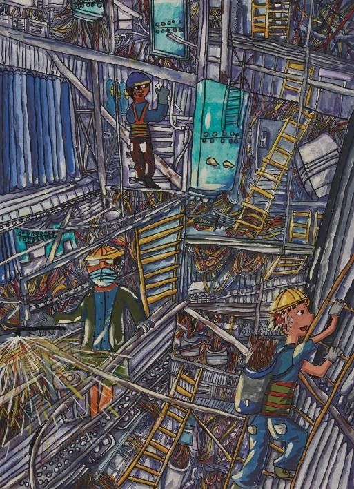 「以藝抗疫．青春百繪」  110學年度作品巡迴展  圖片來源：記者