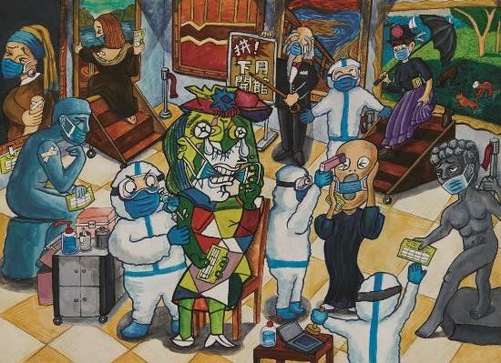 「以藝抗疫．青春百繪」  110學年度作品巡迴展  圖片來源：記者