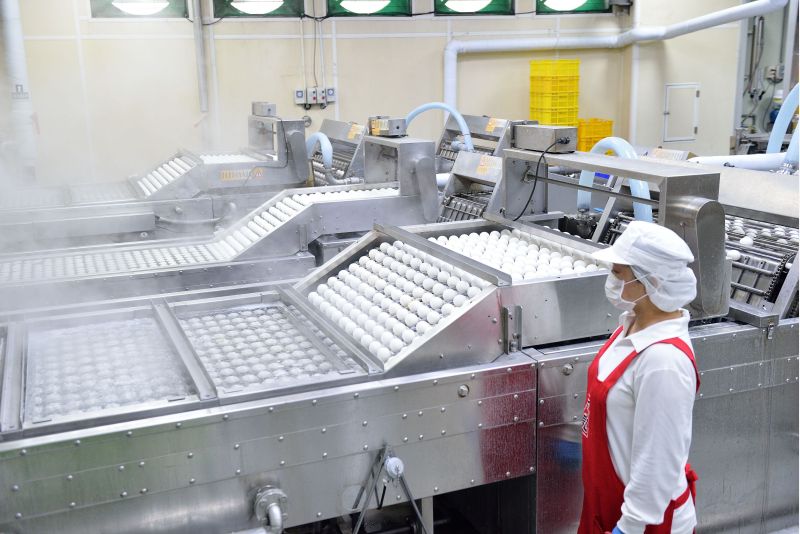 福記專精蛋品加工並持續精進技術，鐵蛋產品在台灣市佔率達八成五、溫泉蛋則佔七成。  圖片來源：高市府經發局