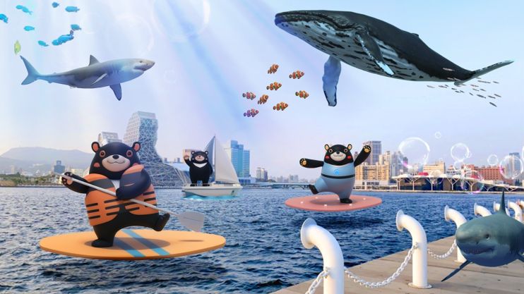 愛河灣AR實境遊戲模擬畫面。