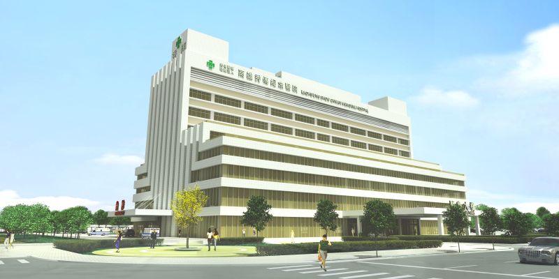 位於路竹科學園區新建中之秀傳醫療社團法人高雄秀傳紀念醫院示意圖。（醫院提供）