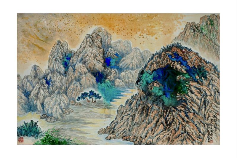 畫名「寂靜的月世界」意境 無論晨羲或霞照都如詩如畫，侘寂之美。（高雄市美術協會會員/吳曼圭 老師.提供）  圖片來源：記者