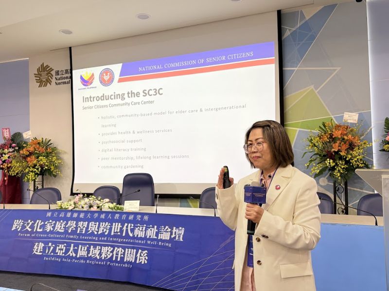 (圖二)菲律賓國家資深公民委員會主席兼首席執行長Mary Jean Loreche 博士英文專題演講 (圖二)菲律賓國家資深公民委員會主席兼首席執行長Mary Jean Loreche 博士英文專題演講