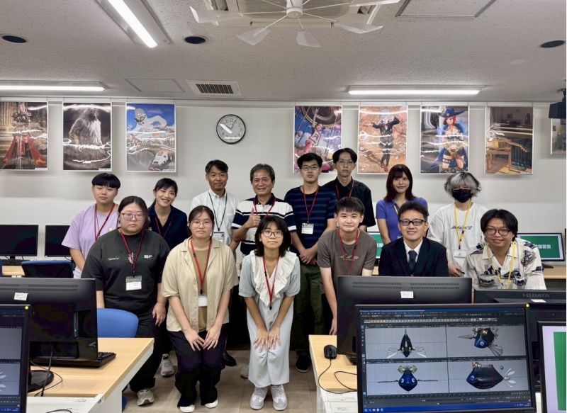 明新科大多媒體系學生暑假期間前往日本交流，在東京的日本電子專門學校體驗與學習3D動畫與互動科技實務  圖片來源：明新科大