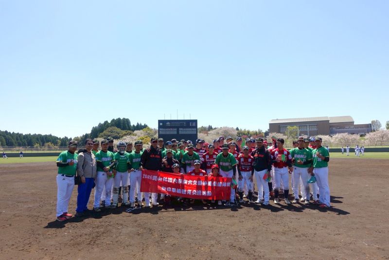 崑山科大與日本獨立聯盟職業球隊火之國沙羅曼達（KPB Salamanders）進行友誼賽.